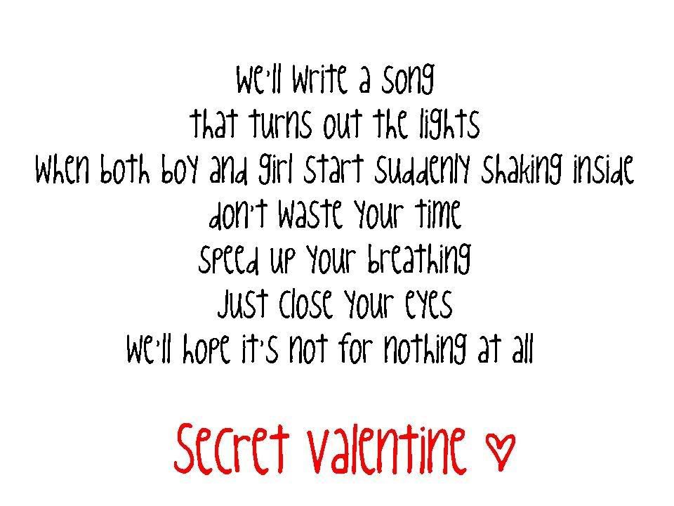 secret valentine lyrics. SecretValentinebyWeTheKings.jpg Secret Valentine by We The Kings