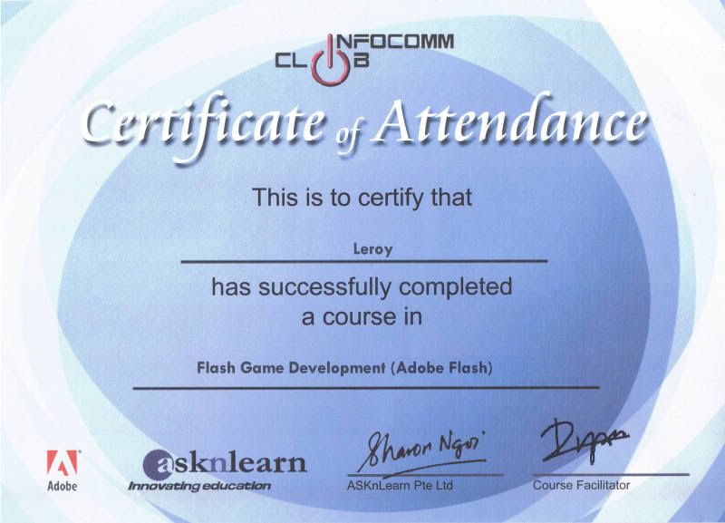 Journal :: Certificate of Attendance picture by leroylim20 ...
