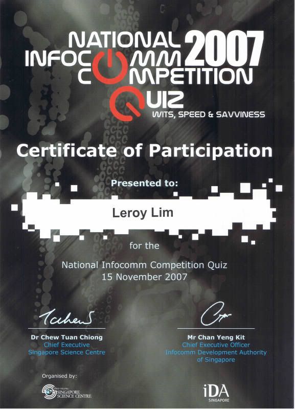 NIC 2007 Certificate