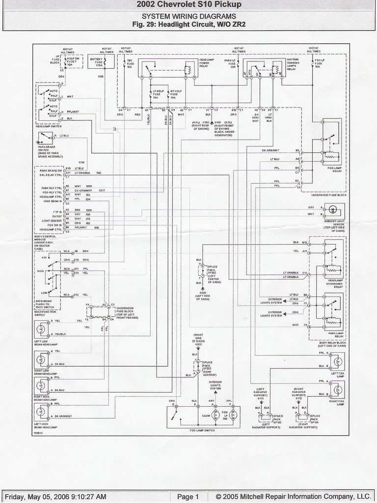 Headlight Wiring Diagram 98 S 10 Forum