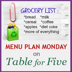 menu plan monday table for five