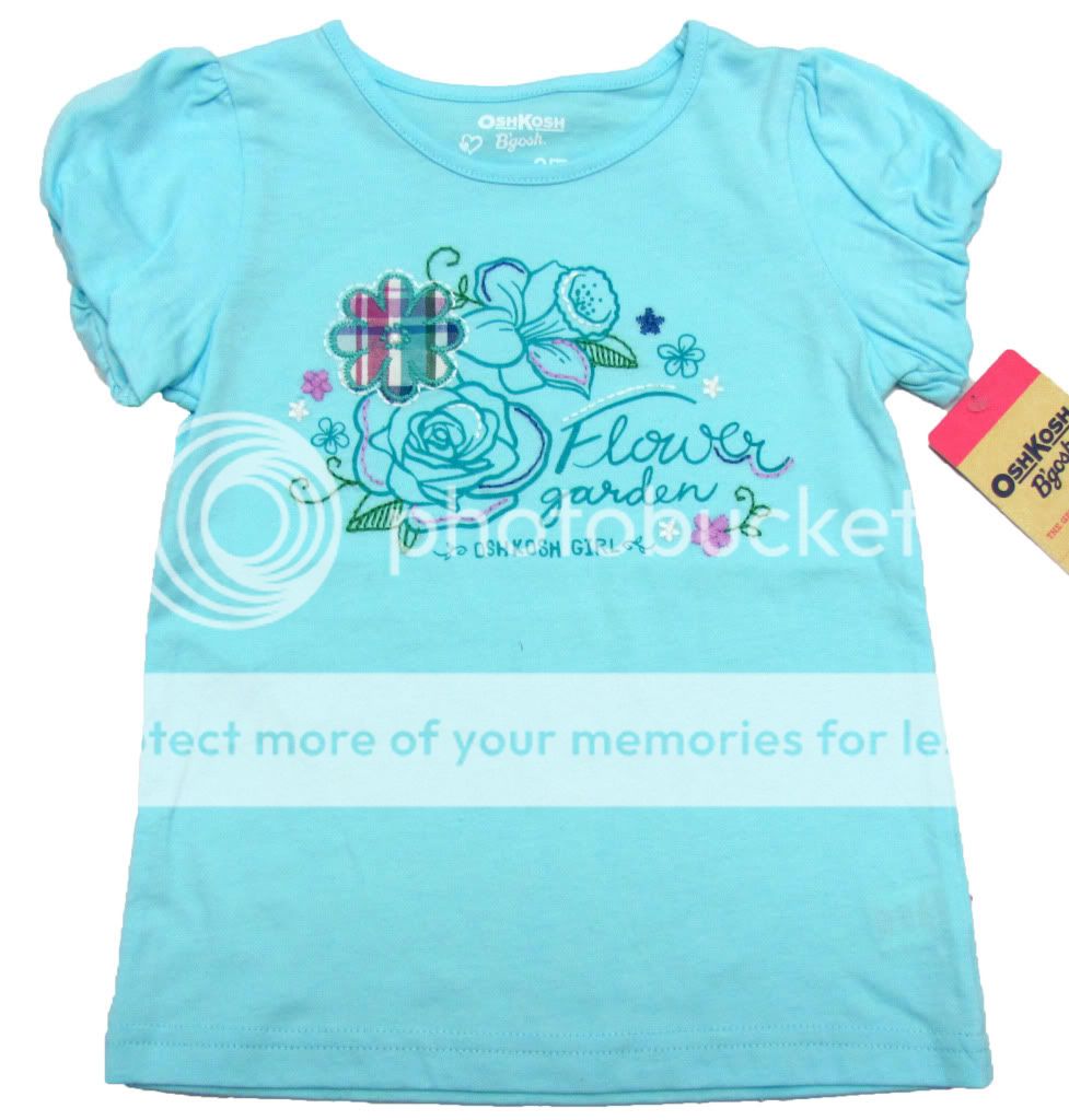 OSHKOSH Blue Flower Garden Tee Shirt Girls 6 NWT $16  
