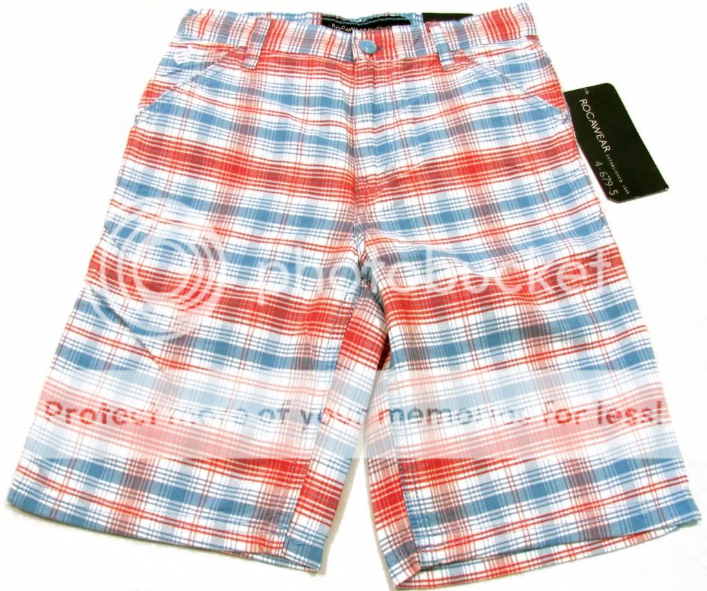 Rocawear Boys Blue/Orange/White Plaid Shorts NWT $34  